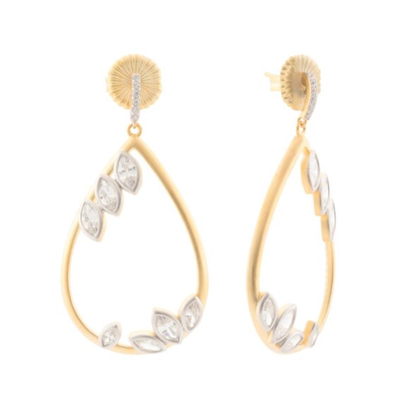 FREIDA ROTHMAN Gold 14kt Gold Plated Sterling Silver Fleur Teardrop Earrings